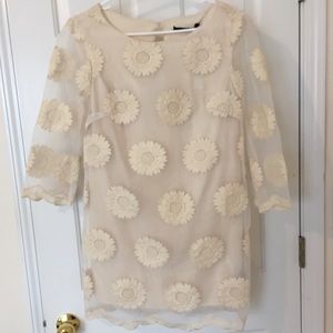 Ark & Co Cream Dress with Floral Lace Design